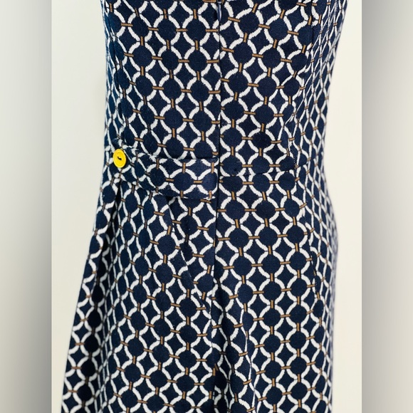 Anthropologie Tabitha Nautical Blue Retro Geometric Print Sheath Dress Size 6 - Picture 5 of 11
